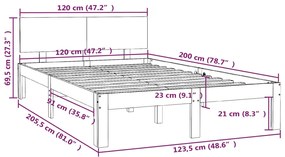 Estrutura de cama 120x200 cm pinho maciço branco