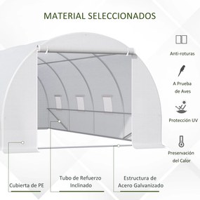 Outsunny Estufa Tipo Túnel 600x300x200cm com 8 Janelas e Cobertura de