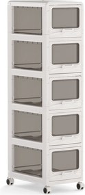 Móvel de Arrumação com 5 Gavetas, 42 x 28 x 112,5 cm, Rodas com Travão, Branco