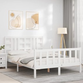 Cama sem colchão 140x200 cm madeira de pinho maciça branco