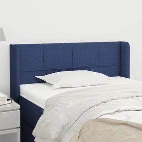 Cabeceira de cama c/ abas tecido 103x16x78/88 cm azul