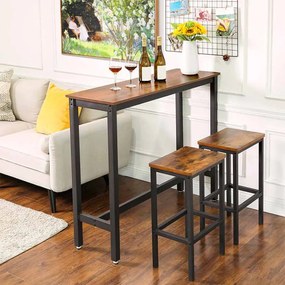 Mesa de bar estreita de estilo industrial (Bancos não incluídos) 120 x 40 x 100 cm Castanho Vintage-preto