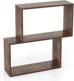 Estante para livros 80 × 22 × 70 cm de 2 níveis com espaço de armazenamento Castanha