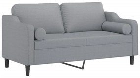 Sofá 2 lugares + almofadas decorativas 140cm tecido cinza-claro