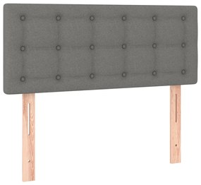 Cama box spring c/ colchão e LED 80x200 cm tecido cinza-escuro