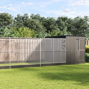 vidaXL Aviário com extensão 704x303x216 cm aço prateado
