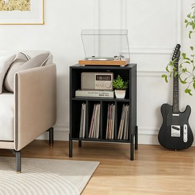 Móvel para Gira-Discos, 53 x 45 x 78,5 cm, Armazenamento de Discos e Carregamento USB e Tipo C, Preto