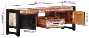 Móvel de TV 120x30x40 cm madeira recuperada maciça
