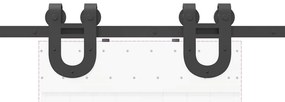 Kit de ferragens para porta deslizante 200 cm aço preto