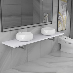 vidaXL Conjunto de móveis de casa banho 3 peças cerâmica branco