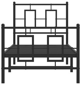 Estrutura de cama com cabeceira e pés 80x200 cm metal preto