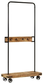 Suporte para roupa c/ rodas 90x35x190 cm mangueira maciça/ferro