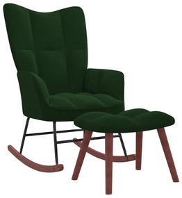 328152 vidaXL Cadeira de baloiço com banco veludo verde-escuro