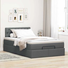 Cama otomana com colchão 120x190 cm tecido cinzento escuro