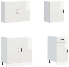 7 peças armário de cozinha conjunto Kalmar branco brilhante