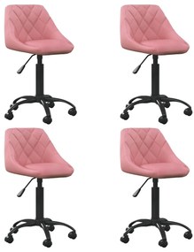 vidaXL Cadeiras de jantar giratórias 4 pcs veludo rosa