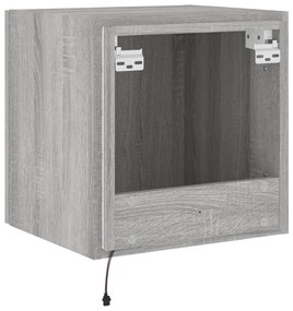 Móvel de parede p/ TV c/ luzes LED 40,5x35x40cm cinzento sonoma