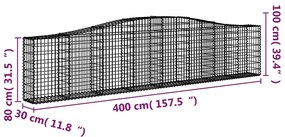 Cestos gabião arqueados 8 pcs 400x30x80/100cm ferro galvanizado
