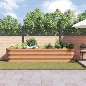 Cama Elevada de Jardim Efeito Madeira Aço galvanizado