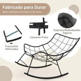 Cadeira de baloiço Jardim para interior e exterior com almofada com estrutura metálica Carga 205 kg  Cinzento