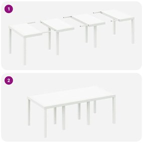 Conjunto de Jantar para Jardim 9 pcs Branco Rattan / Vime