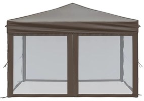 Tenda festas dobrável paredes laterais 3x3 m cinza-acastanhado