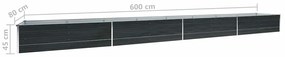 Canteiro elevado jardim aço galvanizado 600x80x45 cm antracite