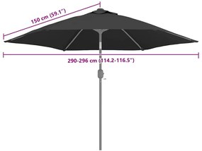 Tecido de substituição p/ guarda-sol exterior 300 cm antracite