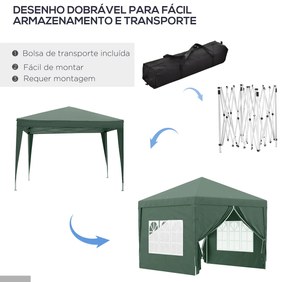 Outsunny Tenda de Jardim com Paredes Laterais Amovíveis Janelas Porta