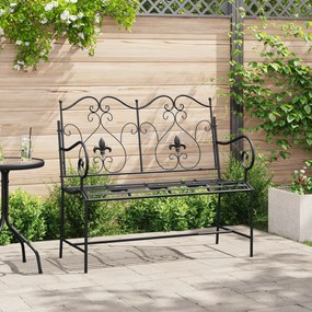 vidaXL Banco de Exterior Preto Metal Padrão Resistente