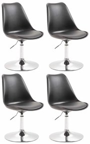 Conjunto de 4 cadeiras de sala de jantar Maverick em plástico com estrutura cromada 76-81 x 48 x 57 cm Preto