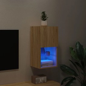 Móvel de TV com luzes LED 30,5x30x60 cm carvalho sonoma