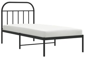 Estrutura de cama com cabeceira 90x200 cm metal preto