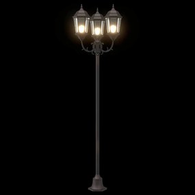 Poste de Luz de Jardim vidaXL 3-Lâmpadas E27 Bronze 220 cm Alumínio