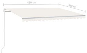 Toldo retrátil automático com postes 4,5x3,5 m cor creme