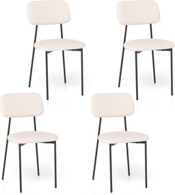Conjunto de 4 cadeiras de jantar (MESA NÃO INCLUIDA) modernas estofadas em linho com pernas metálicas, assento acolchoado e encosto curvo bege