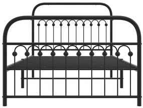 Estrutura de cama com cabeceira e pés 107x203 cm metal preto