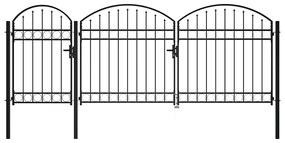 vidaXL Portão de Jardim Preto 175 x 400 cm Aço