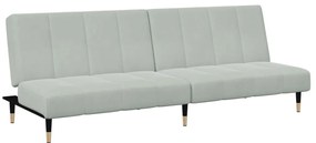 Sofá-cama 2 lugares c/ apoio de pés veludo cinza-claro