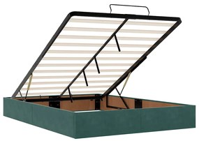Estrutura cama otomana colchões 140x200 cm veludo verde escuro
