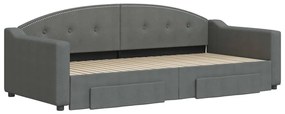 Sofá-cama c/ gavetão e gavetas 90x200 cm tecido cinzento-escuro