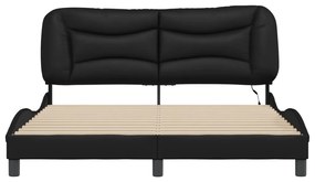 Estrutura de cama c/ luzes LED 160x200cm couro artificial preto