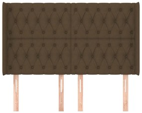 Cabeceira cama c/ abas tecido 163x16x118/128 cm castanho-escuro