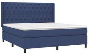 Cama box spring c/ colchão e LED 160x200 cm tecido azul