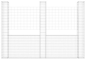 Cesto gabião em forma de U c/ 3 postes 260x20x200 cm ferro