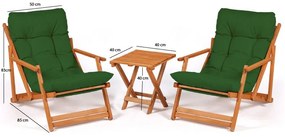 Conjunto de Mesa e Cadeiras de Jardim My007 – Verde Natural – 40/81x50