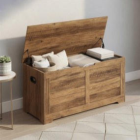 Banco com espaço de arrumação 40 x 100 x 46 cm estilo rústico castanho mel