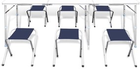 Conj. mesa campismo dobrável c/ 6 bancos altura ajust. 180x60cm