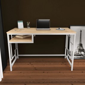 Secretária de Estudo Kennesaw - Branco Carvalho - 120x60x74.8 cm