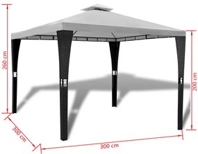 Gazebo com telhado 3 x 3 m branco creme